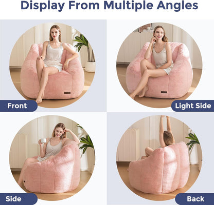 MAXYOYO Bean Bag Chair, Comfy Bean Bag Sofa with Back Support, Faux Fur Bean Bag Chair for Adults