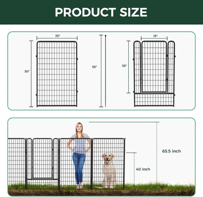 FXW Garden Fence Outdoor for The Yard – 50in(H) x 60.2ft(L) Heavy Duty Metal Animal Barrier for Dog