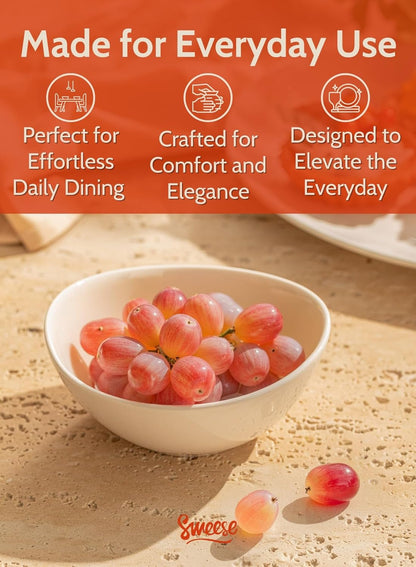 Sweese Porcelain Bowls Set - 6 Pack, 5 Inch, 10 oz for Desserts, Soup, Rice, Microwave Dishwasher
