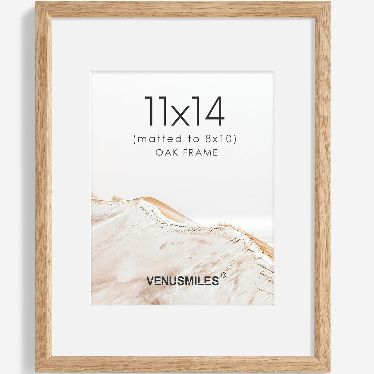 11x14 Picture Frame Natural Solid Oak Photo Frames with 8x10 Removable Mat Wall Hanging Large