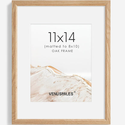 11x14 Picture Frame Natural Solid Oak Photo Frames with 8x10 Removable Mat Wall Hanging Large