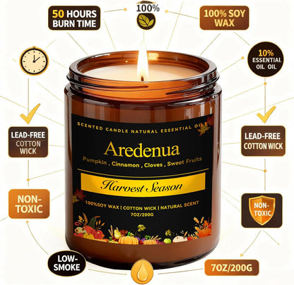 Harvest Season Candle - Fall Harvest Candle | Autumn Scented Candle - 7oz Soy Candles for Home