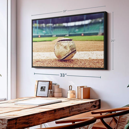 ElephantStock Baseball In Stadium Wall Art - Horizontal Framed Canvas - 1-Piece Living Room Wall