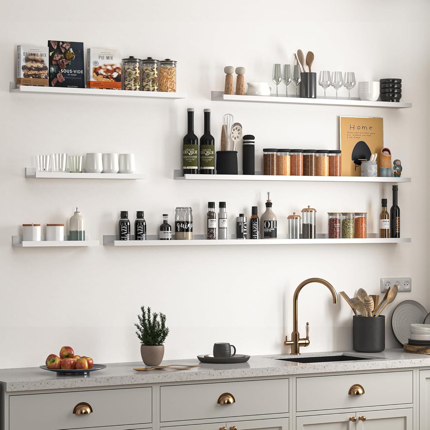 Heimlove Picture Ledge Shelf, Floating Shelves Set of 2, 36 Inches Picture Shelf for Wall with