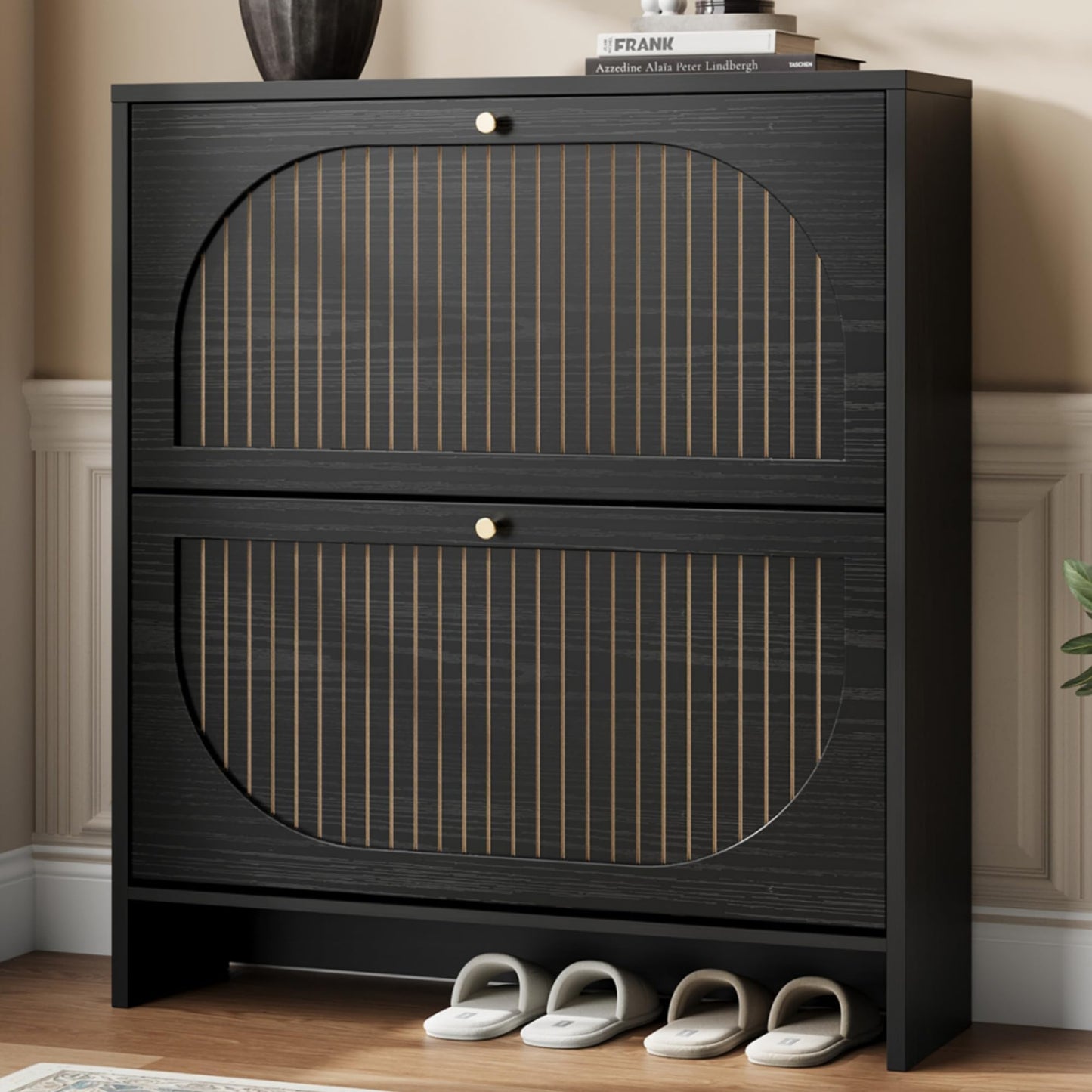Nicetree Shoe Cabinet Storage for Entryway, Narrow Shoe Rack 2 Flip Drawers with 3-Level Adjustable