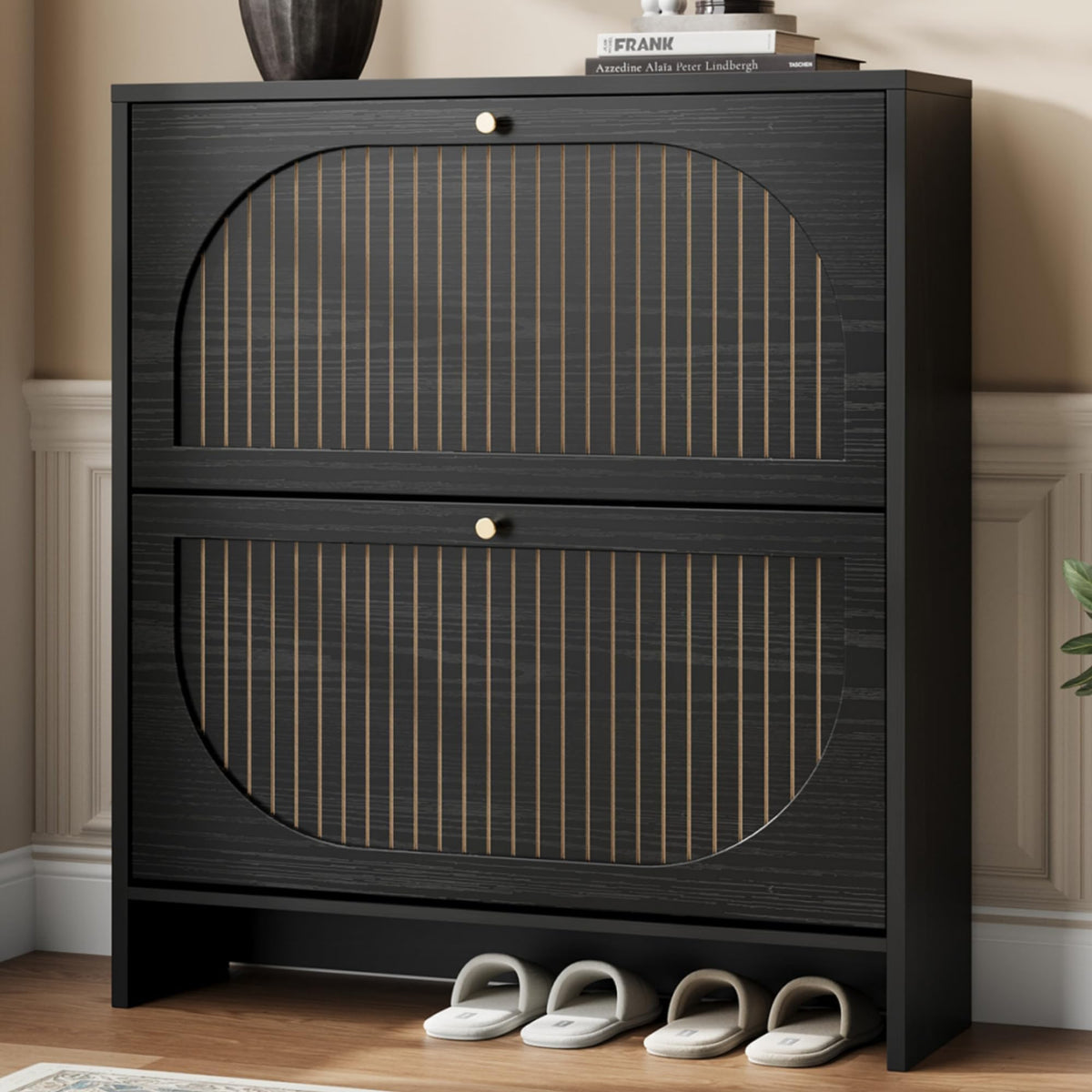 Nicetree Shoe Cabinet Storage for Entryway, Narrow Shoe Rack 2 Flip Drawers with 3-Level Adjustable