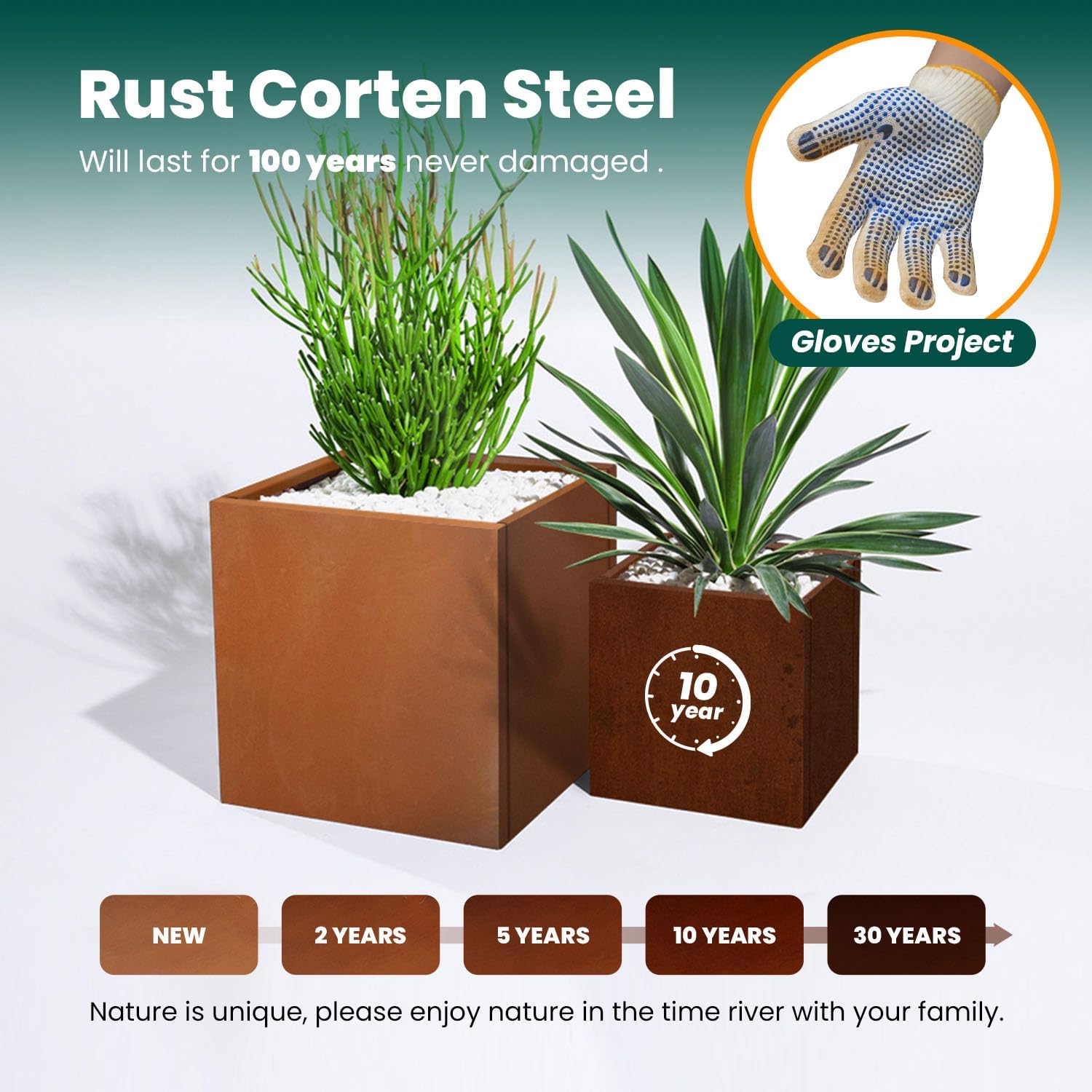 Corten Steel Planter Box Metal Outdoor Large Rectangular Rustic Durable Antique Detached for