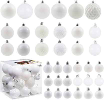 LANGXUN 36pcs White Christmas Tree Decorations Balls, Bolas De Navidad, 2025 Christmas Decor