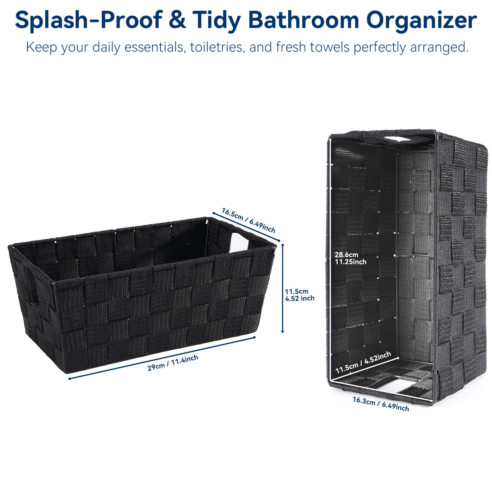 Whitmor Small Woven Storage Baskets for Shelves - Decorative Organizer Bins with Metal Structure