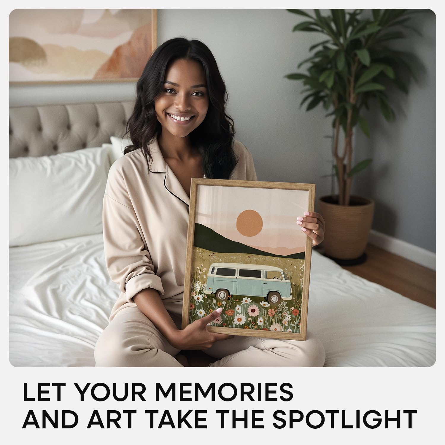 Homeforia 11x14 Picture Frame Wood, High End Natural Oak 11x14 Light Wooden Poster Frames with Mat