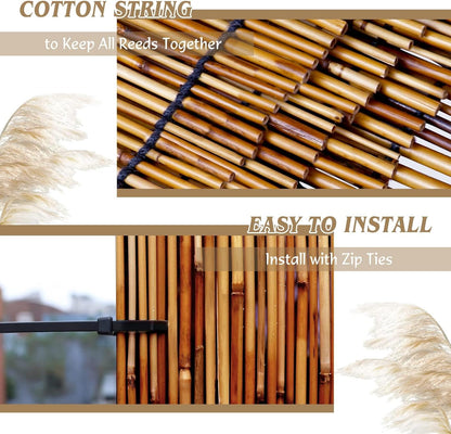 ZNCMRR Natural Bamboo Fencing 6 Feet High Privacy Fence Reed Fencing Rolls Screen Curtains for