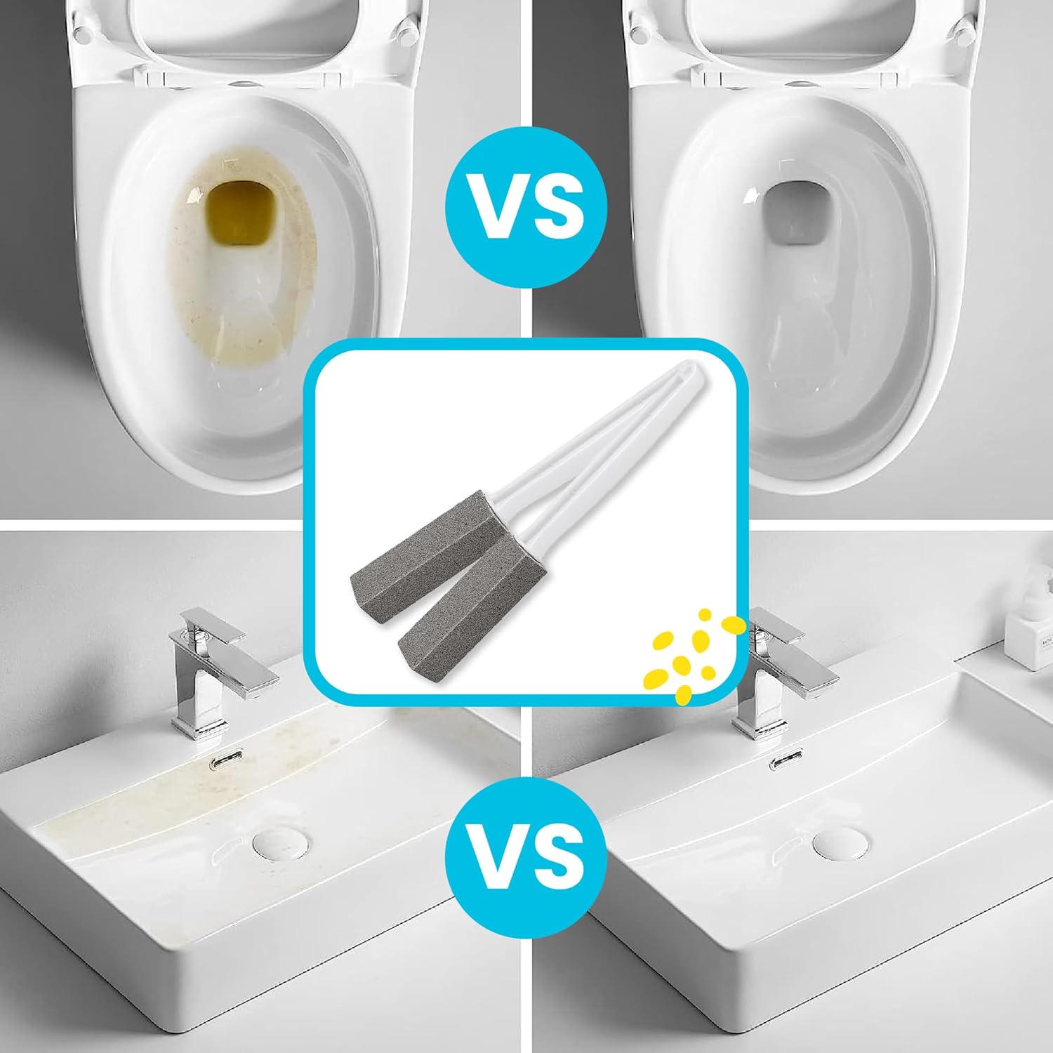 Pumice Stone Toilet Bowl Cleaner | Long Handle & Eco-friendly Screw-on Pumice Stones | Scouring