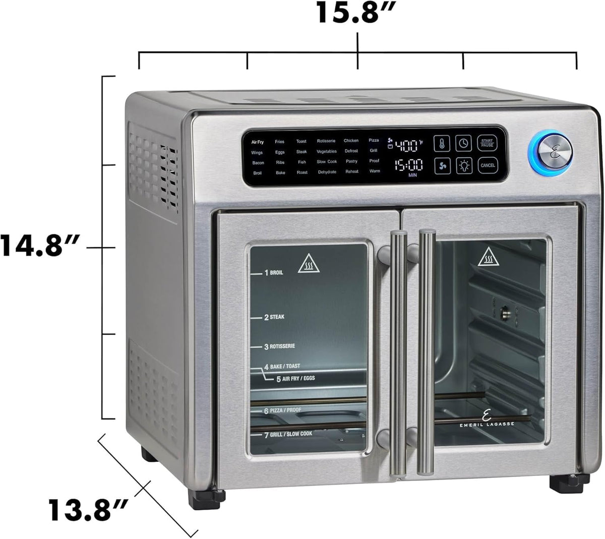 Emeril Lagasse Extra Large French Door Air Fryer Toaster Oven Combo, 24 Cooking Functions and