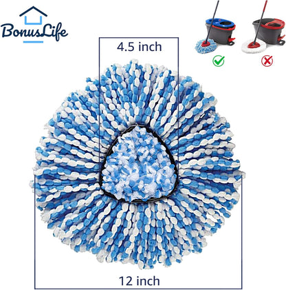 BonusLife 3-Pack Mop Head for O-Ceda RinseClean Spin Mop Refill 2-Tank System Only Easy Cleaning