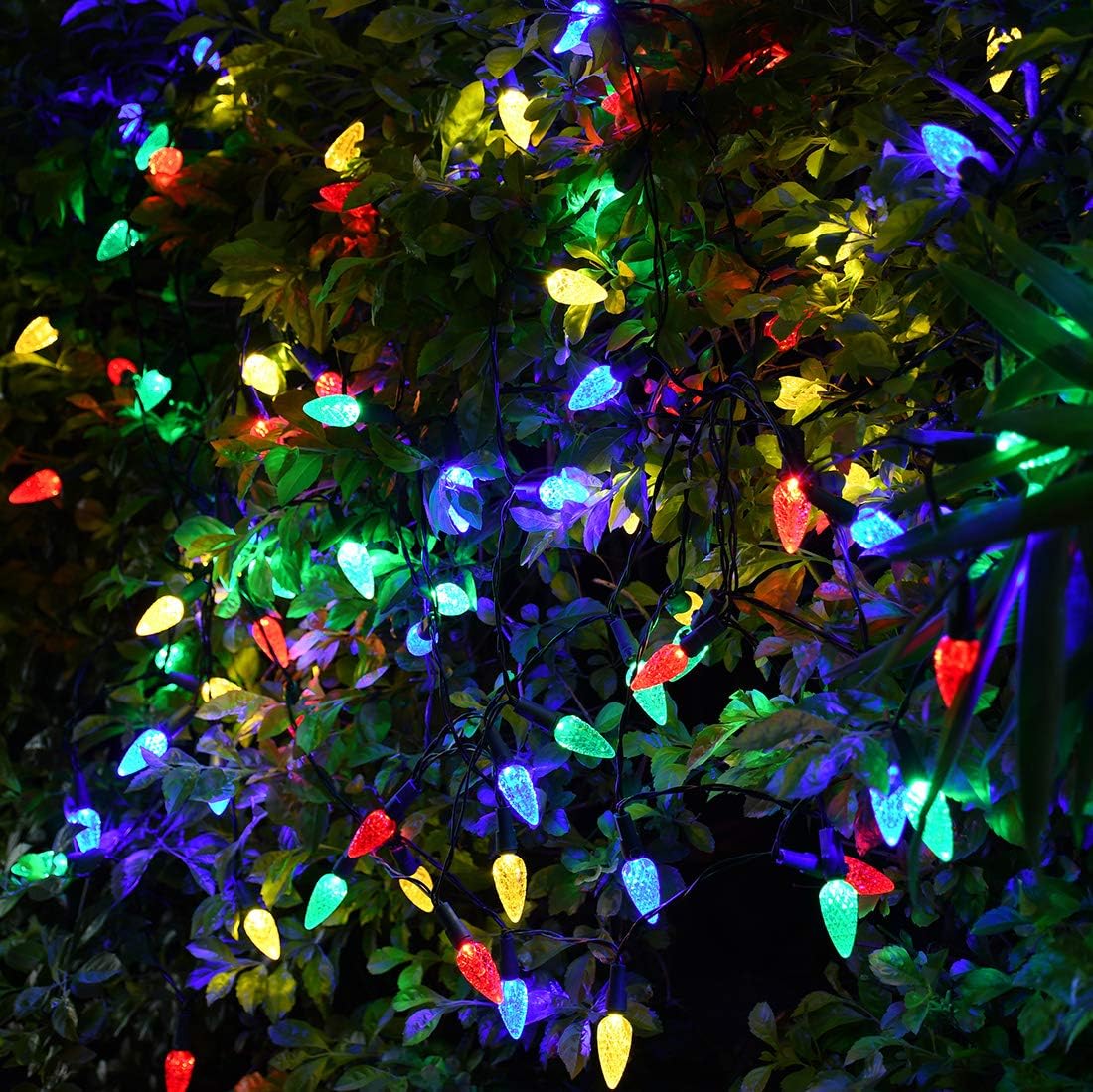 Solar Christmas Lights Outdoor C6 Strawberry String Lights, LED Christmas Fairy Lights 50 LEDs