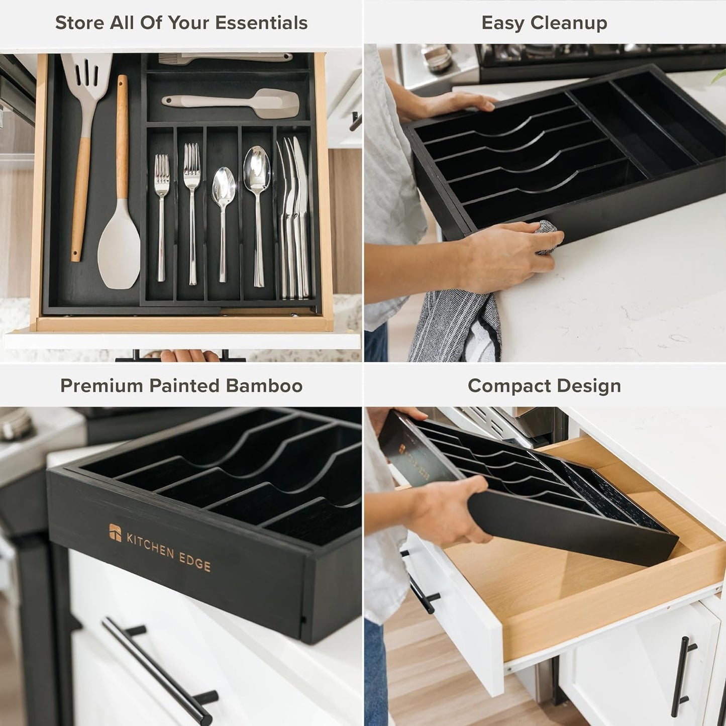 Premium Silverware, Flatware and Utensil Organizer for Kitchen Drawers, Food-Safe Contract Grade