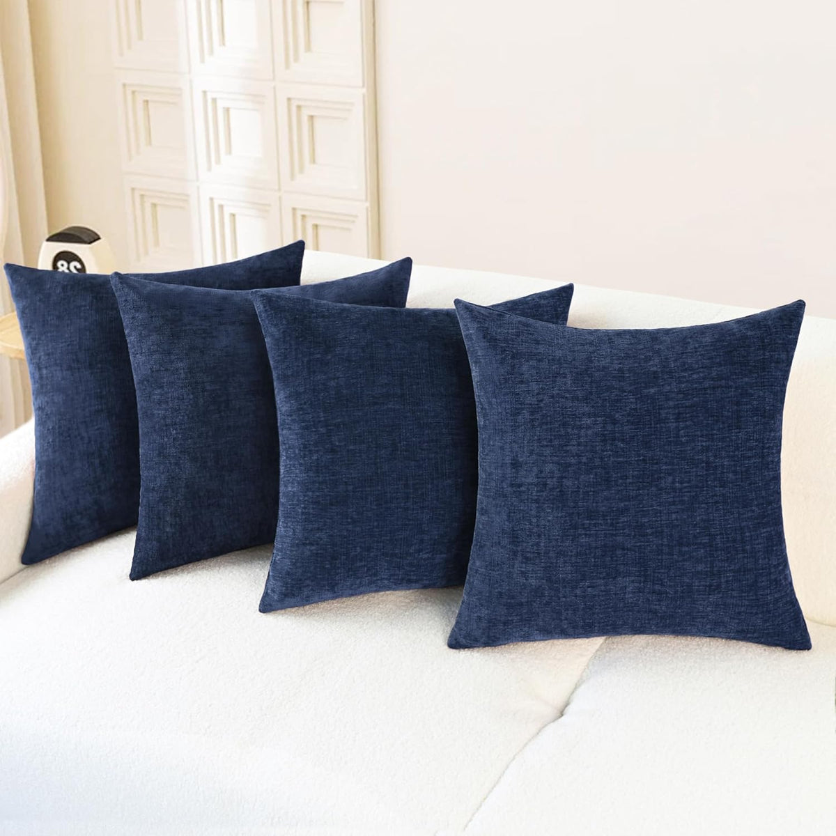 CaliTime Throw Pillow Covers Decorative 18 X 18 Inches Pack of 4 Cozy Chenille Cushion Cases for