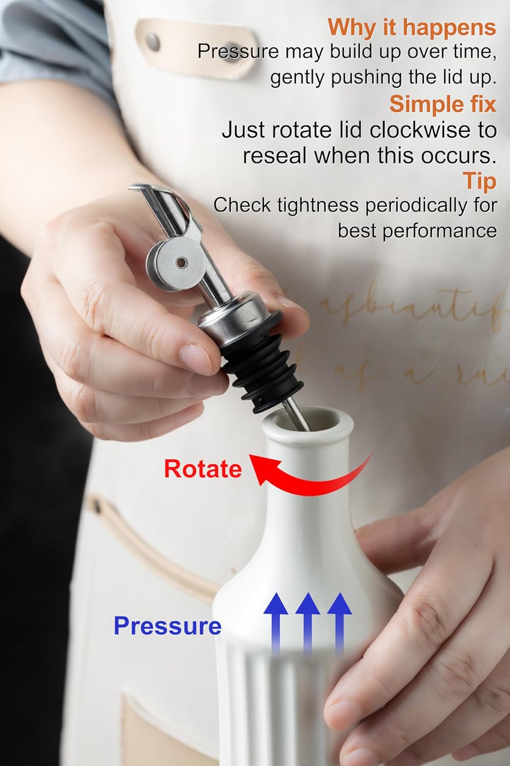 LYEOBOH Olive Oil Dispenser Bottle, Oil Dispenser for Kitchen, Ceramic Cooking Vinegar Dispensing