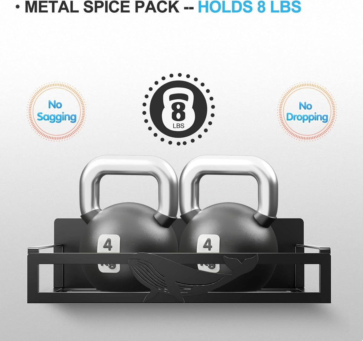 Magnetic Spice Rack for Refrigerator, 4-Pack Metal Seasoning Organizer for Kitchen Storage