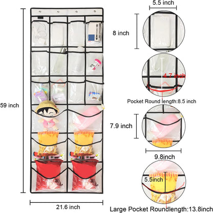 2 Pack Extra Large Hanging Crystal Clear Over Door Shoe Organizers, Closet Shoe Rack Organizer