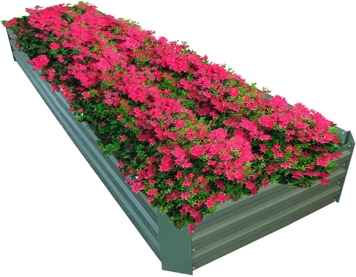 8x2x1ft Metal Raised Garden Bed Kit，Galvanized Garden Bed Box for Vegetables, Flowers, Herbs, and