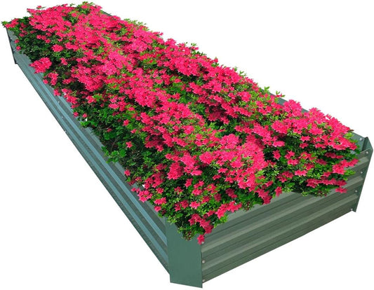 8x2x1ft Metal Raised Garden Bed Kit，Galvanized Garden Bed Box for Vegetables, Flowers, Herbs, and