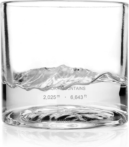 Smoky Mountain Heavy Crystal Whiskey Glasses Gift Set of 2, Thick Freezable Bourbon Glass 1lb Each