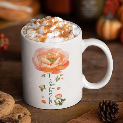 Ranunculus Lover Accent Mug, Novelty Flower Themed Coffee Cup 11oz 15oz, Customized Ranunculus