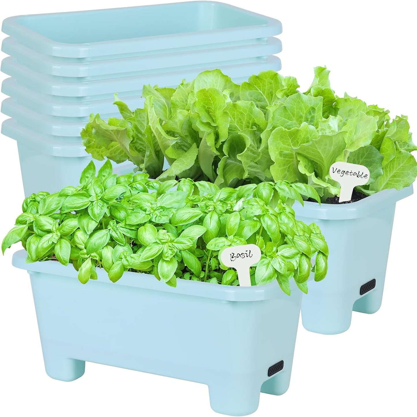 Self-Watering Rectangle Planter Boxes 8-Pack, 15.7-Inch Window Box Planter with Drainage Holes &