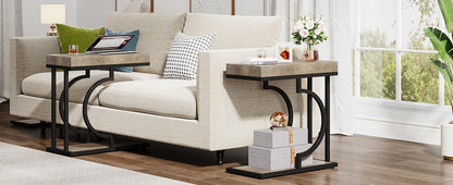 Tribesigns Narrow Side Table C Shaped End Table Modern Bedside Tables for Couch, Small Sofa