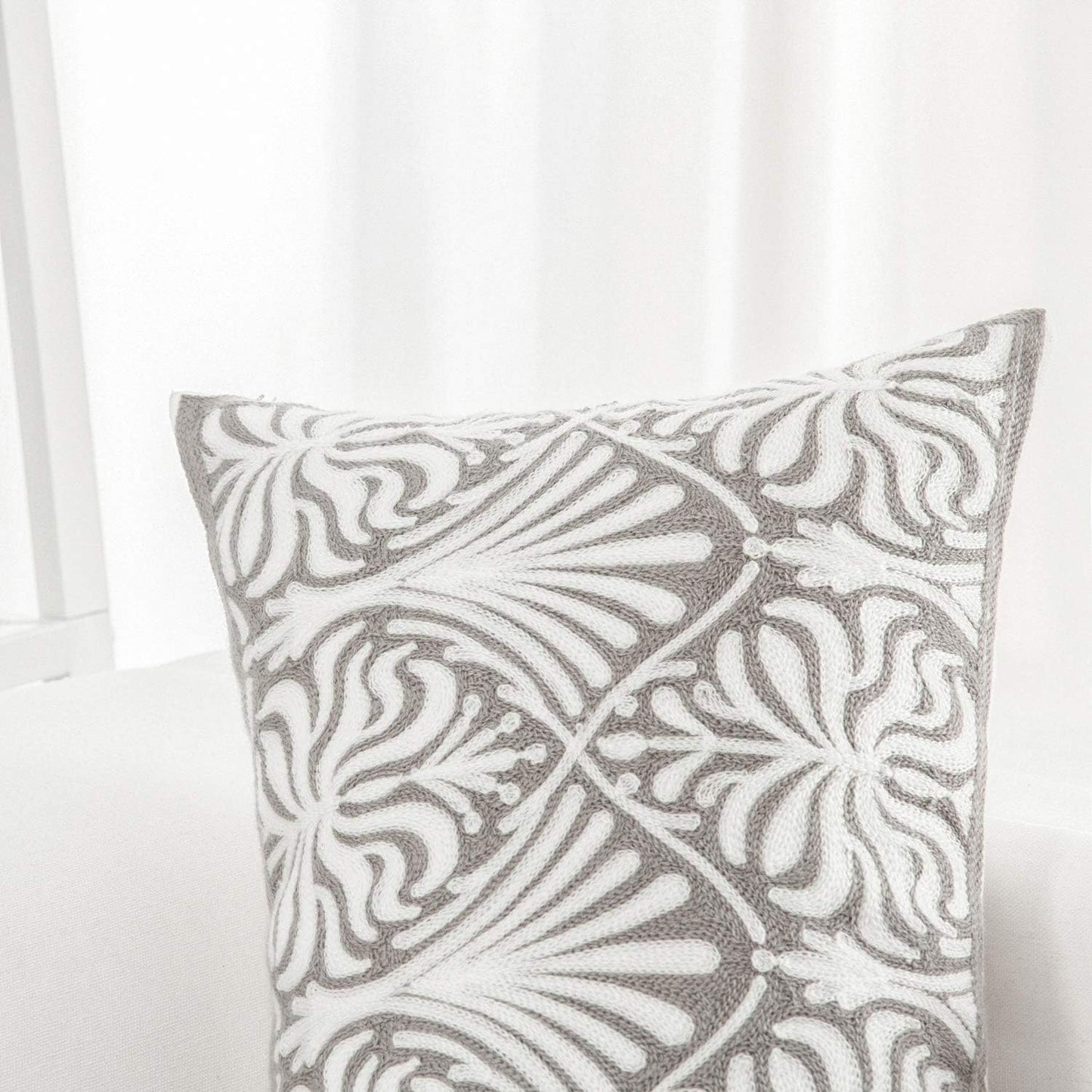 HWY 50 Grey Gray Decorative Lumbar Pillow Cover Rectangle 12x20 Inch (1 Piece), Embroidered Cotton