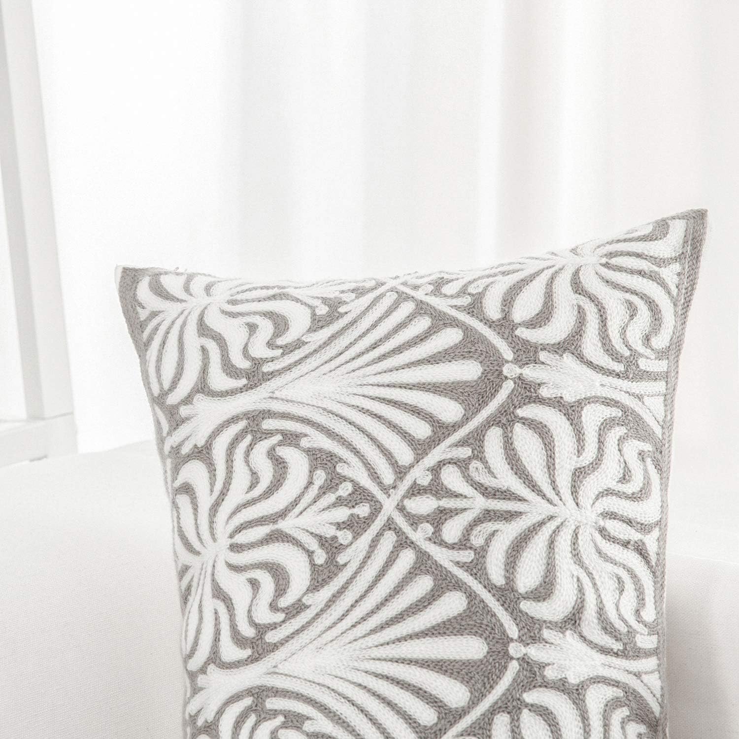 HWY 50 Grey Gray Decorative Lumbar Pillow Cover Rectangle 12x20 Inch (1 Piece), Embroidered Cotton