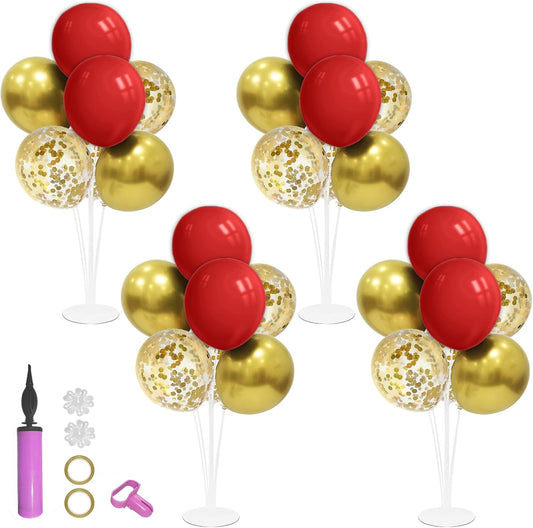 Red and Gold Balloon Stand Centerpiece Table Decorations for 49ers Party Birthday Graduation