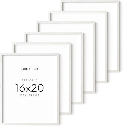 HAUS AND HUES Set of 6 - White Picture Frames Poster Frames for Wall, Wood Frame 16x20 White Frames