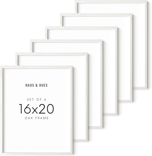 HAUS AND HUES Set of 6 - White Picture Frames Poster Frames for Wall, Wood Frame 16x20 White Frames