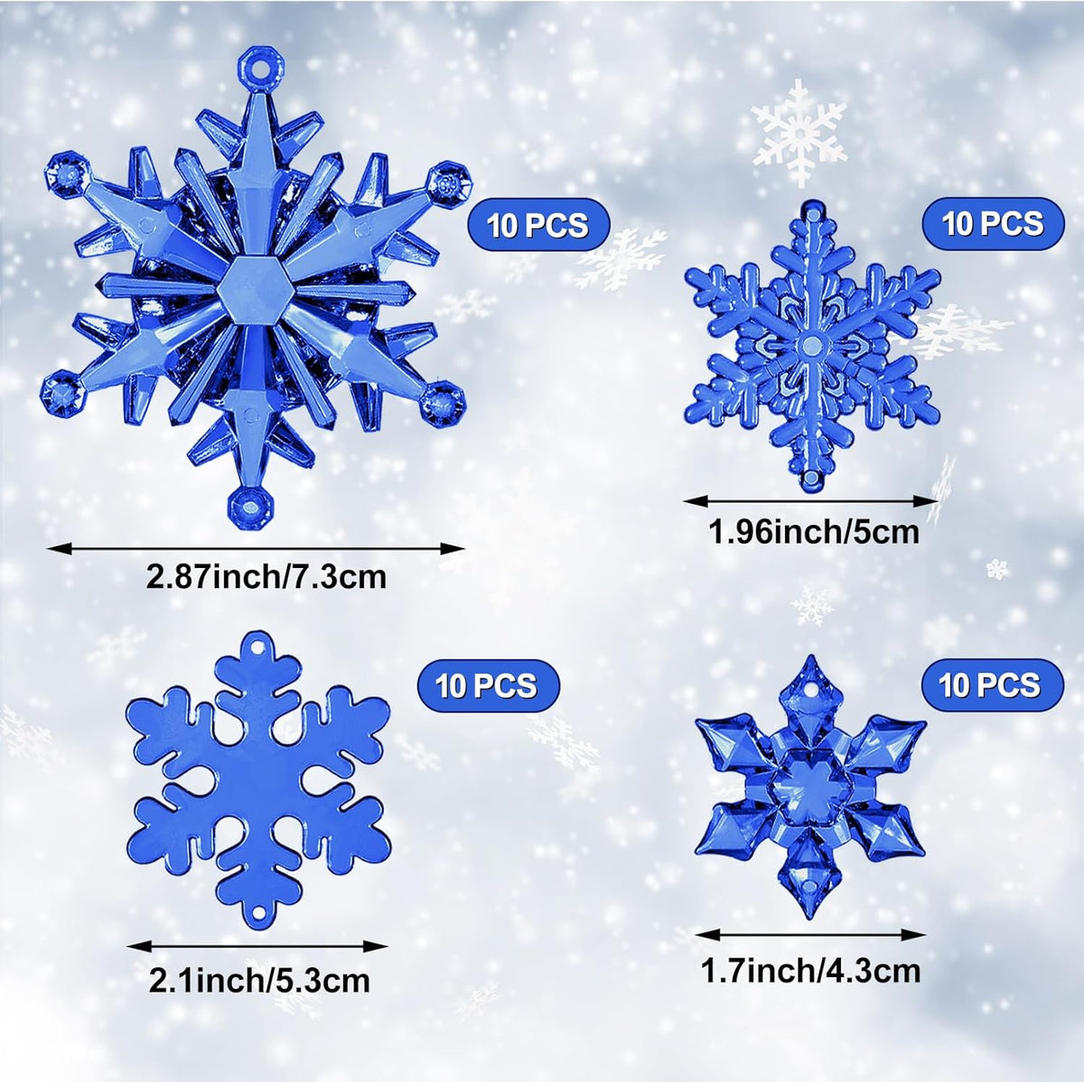 Dilunave 40 Pieces Christmas Snowflake Ornaments Acrylic Christmas Tree Decorations Crystal