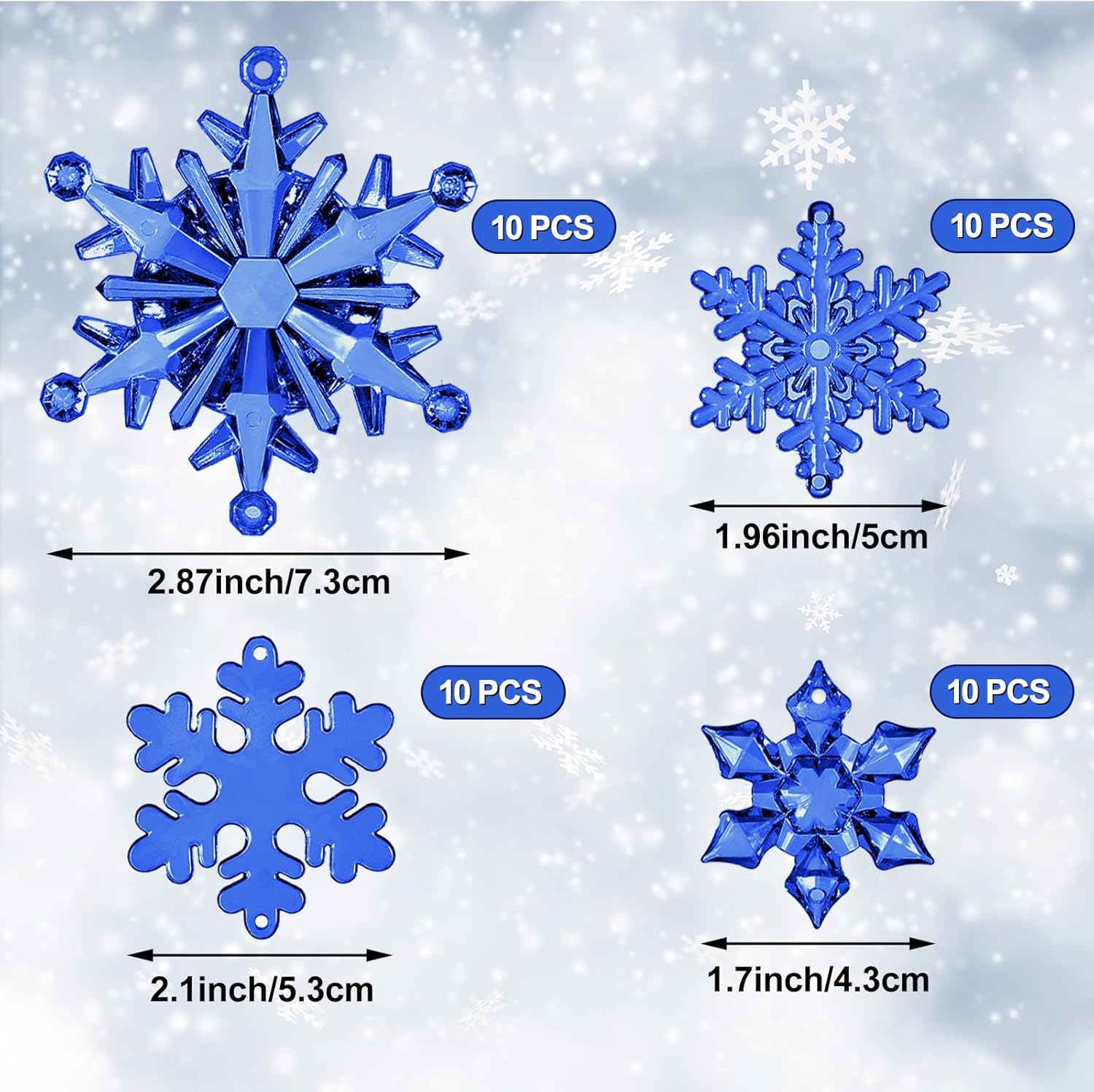 Dilunave 40 Pieces Christmas Snowflake Ornaments Acrylic Christmas Tree Decorations Crystal