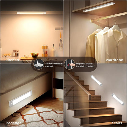 VST 72 LEDs Motion Sensor Lights Indoor 3 Color Temps, Dimmable Under Cabinet Lighting, 1800mAh