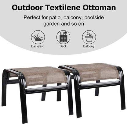 Patio Ottoman Outdoor Footstools Assembled Aluminum Footrest Small Seat for Balcony,Backyard 2 Pack
