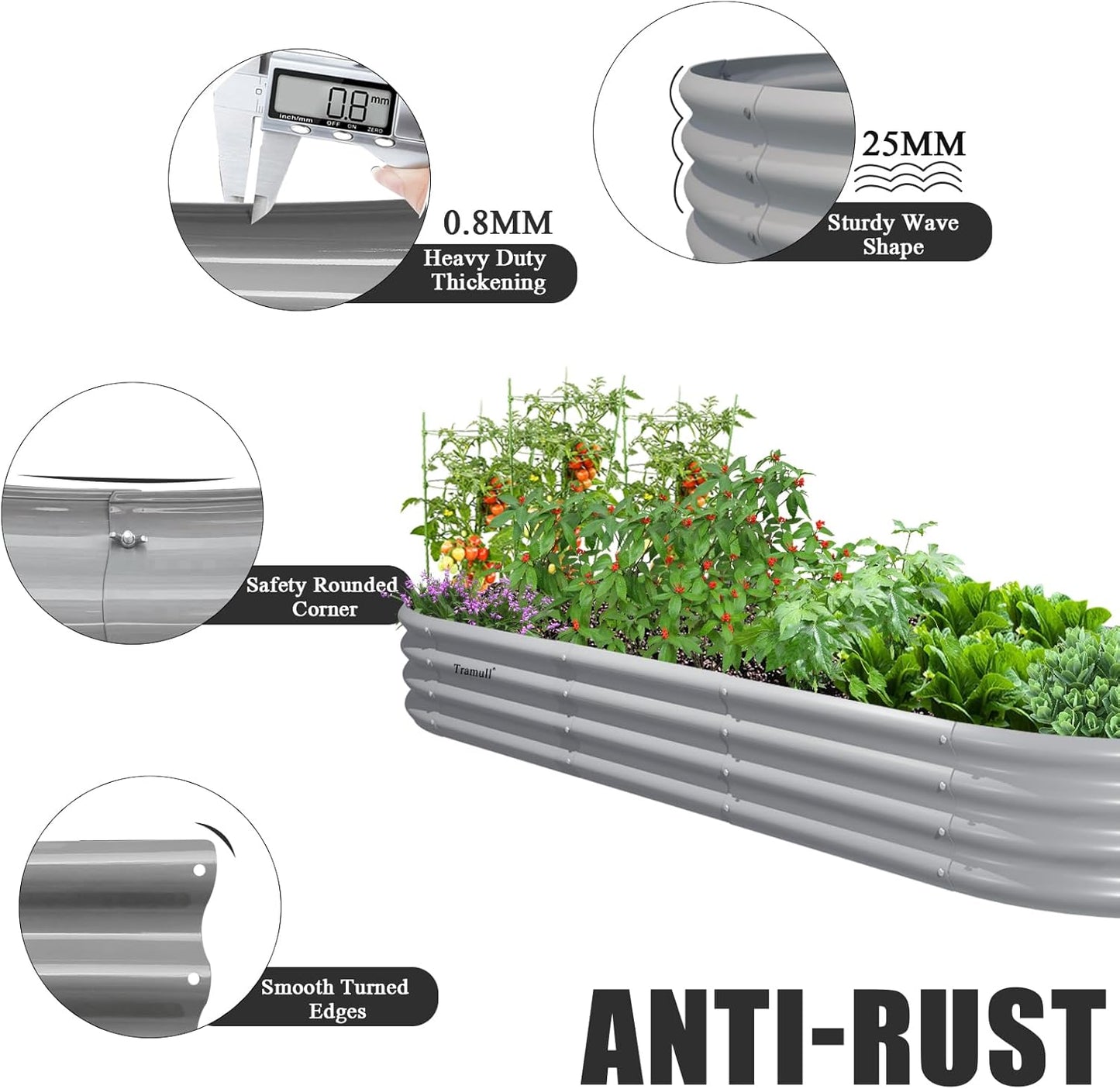 2 Pack 8x3x1FT Galvanized Raised Garden Bed Large Metal Planter Box Kit Elevated Raised Garden