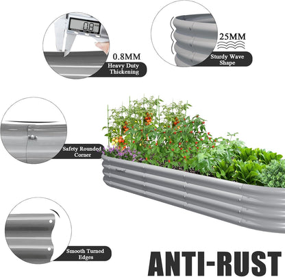 2 Pack 8x3x1FT Galvanized Raised Garden Bed Large Metal Planter Box Kit Elevated Raised Garden
