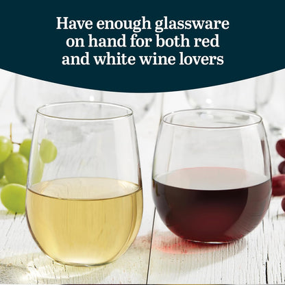 Libbey Stemless Wine Glasses Set of 12, Dishwasher Safe Set Of Wine Glasses, Perfect for Cocktails
