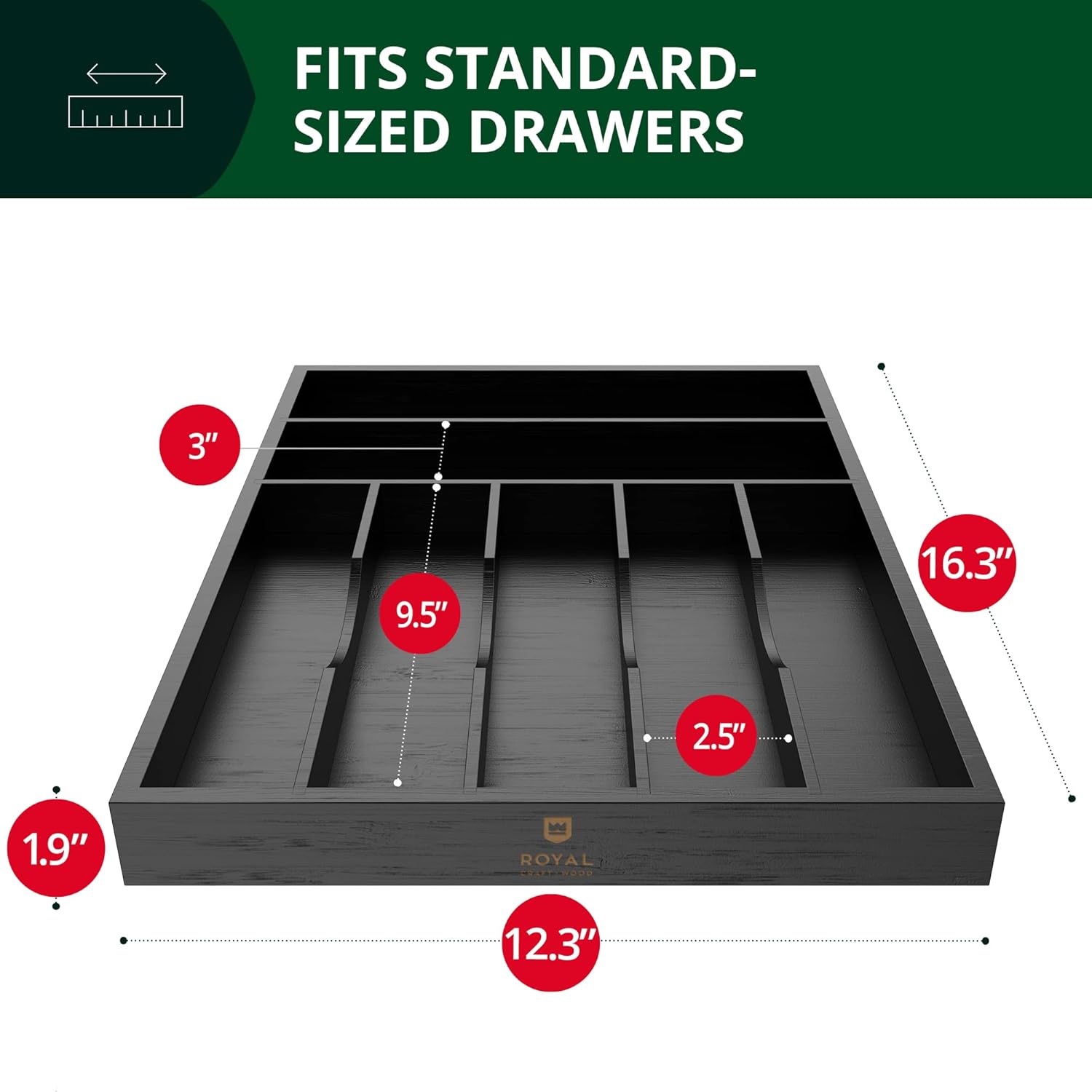 ROYAL CRAFT WOOD Luxury Bamboo Kitchen Drawer Organizer - Silverware Organizer - Utensil Holder and