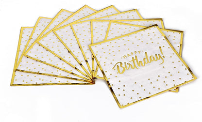 Gatherfun Birthday Party Supplies Napkins Disposable Paper Napkins with Gold Stamping for Adults