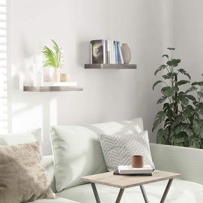 HOOBRO Floating Shelves for Wall, Wall Mounted Shelf Set of 2, 15.7" Hanging Shelf with Invisible
