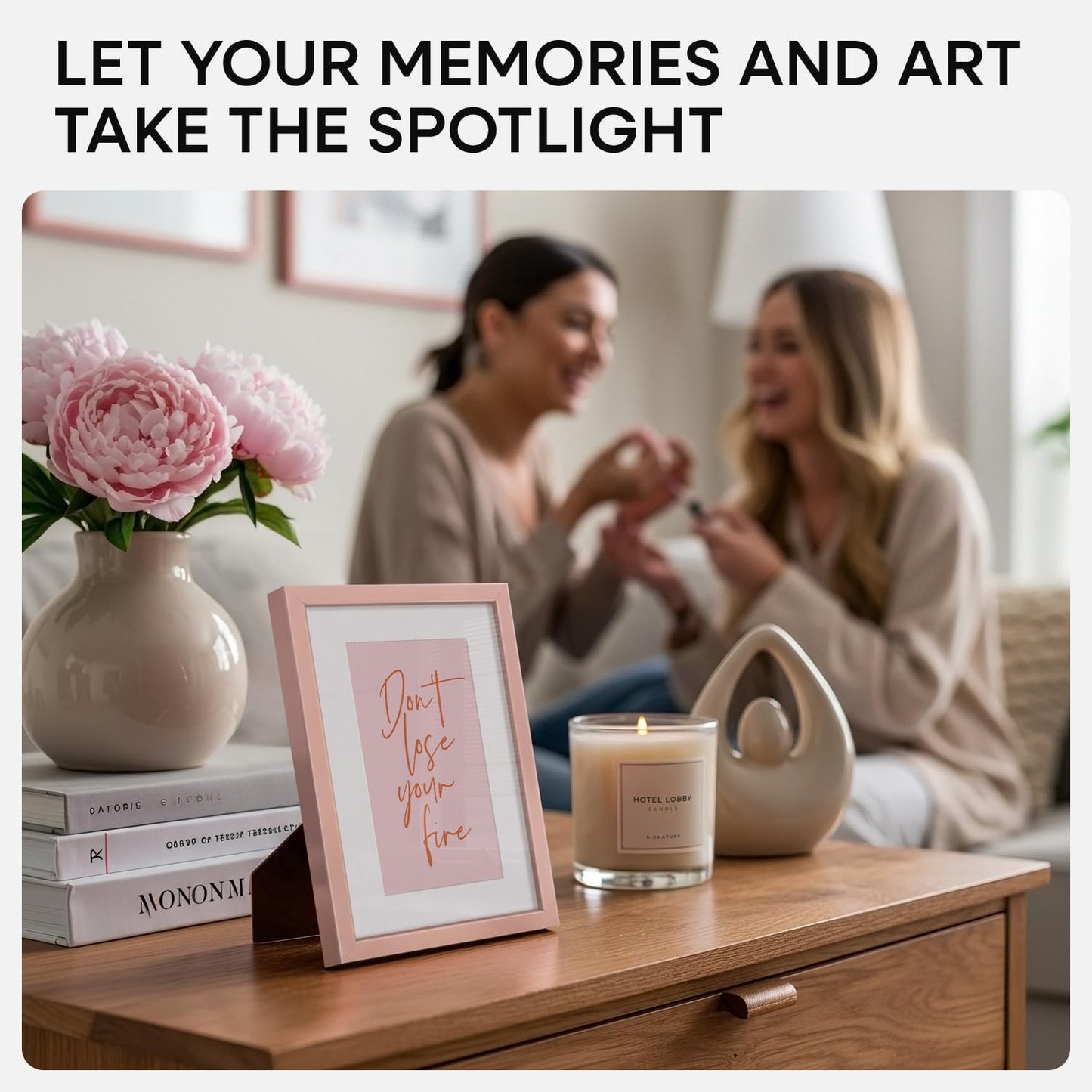 Homeforia Rose Gold 4x6 Picture Frame, High End Metal 4 x 6 Frames with Mat 3 x 5 for Print, 4by6
