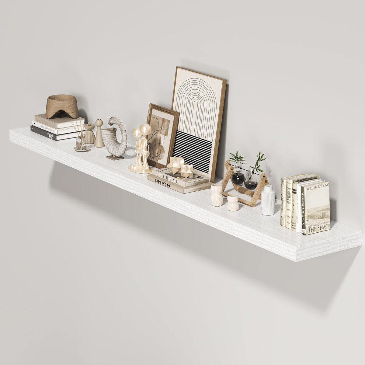 Floating Shelves for Wall, 72"W x 9.3"D x 1.5"H, Long Wooden Wall Mounted Display Shelves with