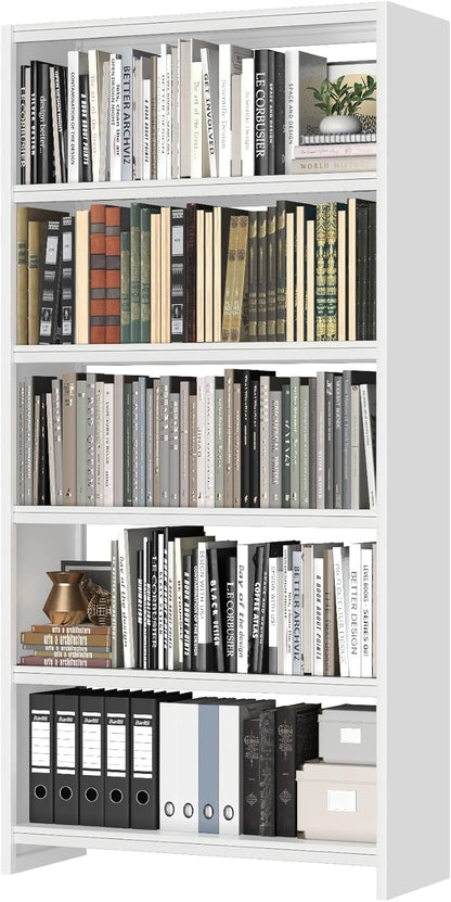 69" Tall Bookcase, 5-Tier Wide Bookshelf, Library Book Case with Display Shelf, Lightweight Metal