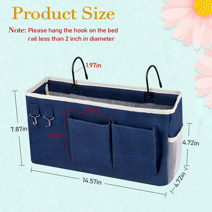 Bedside Storage Caddy/Bedside Hanging Storage Bag for Headboards Bunk Beds Dorm Rooms Book Phone