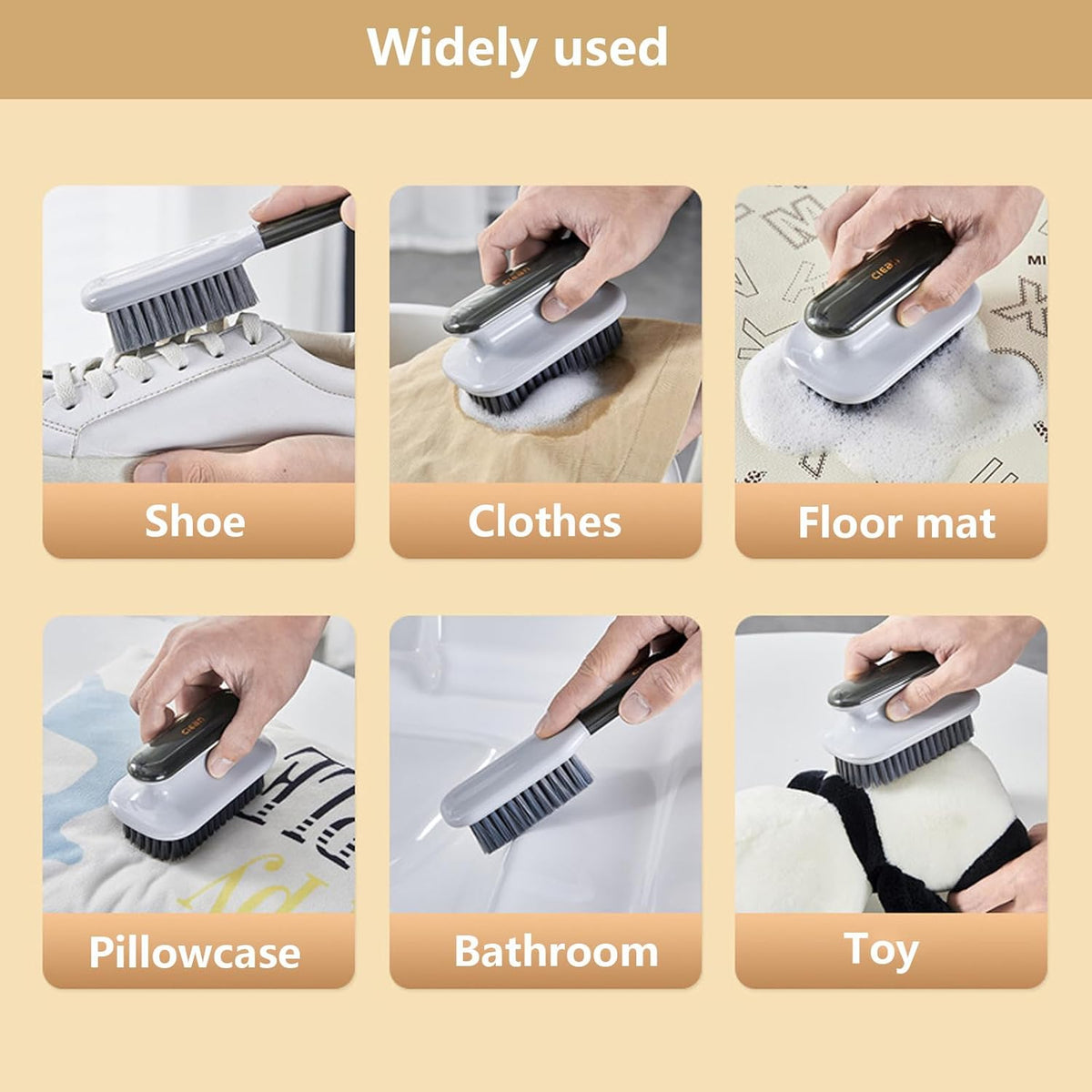 Laundry Stain Brush Household Scrub Brush Laundry Brush for Stain Removal,Soft Bristle Brush 2 Pack